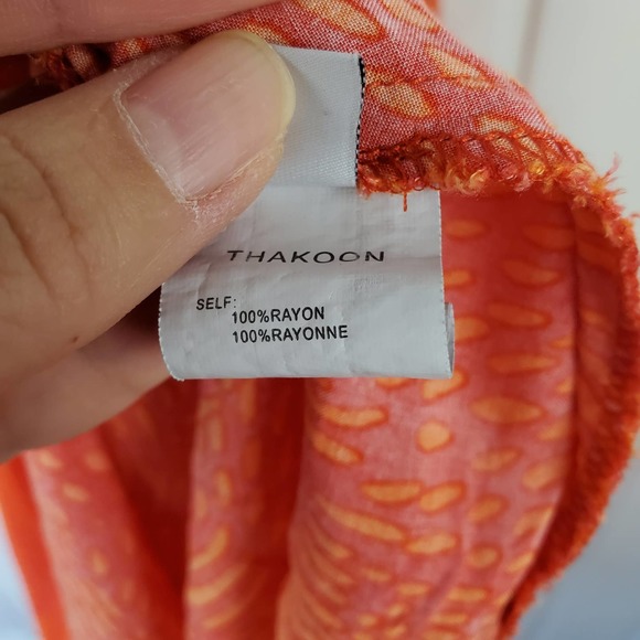 Thakoon Addition Women's 4 Racer Back Orange Print Rayon Spaghetti Strap Dress - Picture 9 of 13